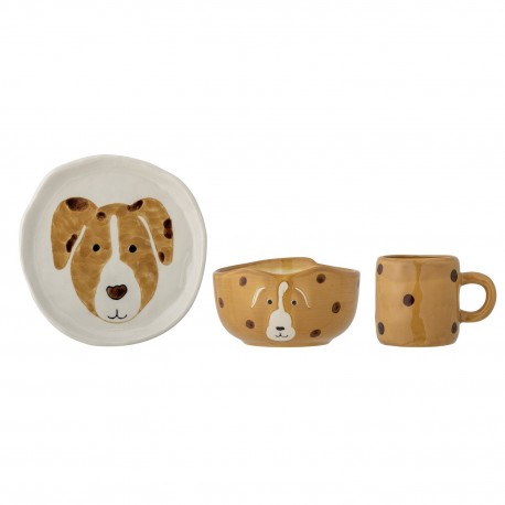ensemble vaisselle bebe ceramique peinte chien bloomingville fenix