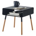 table de chevet d appoint design metal noir bois yamazaki plain
