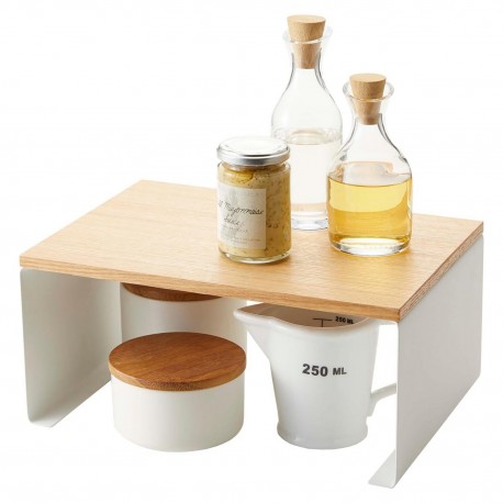 etagere rangement plan de travail bois empilable yamazaki tosca