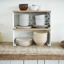 etagere rangement plan de travail bois empilable yamazaki tosca