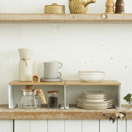 etagere rangement plan de travail bois empilable yamazaki tosca