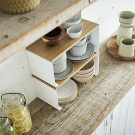 etagere rangement plan de travail bois empilable yamazaki tosca