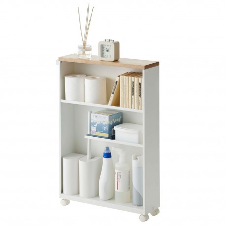meuble rangement etroit wc salle de bains acier blanc yamazaki tower