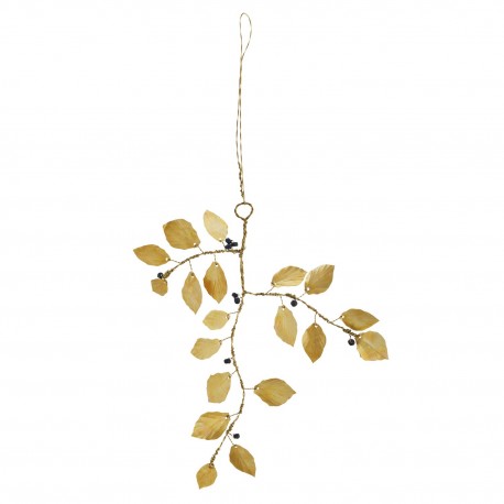 decoration noel branche feuilles dorees perles madam stoltz