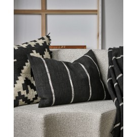 housse de coussin noir raye coton house doctor