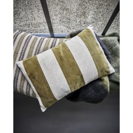 housse de coussin large rayures velours lin vert house doctor