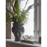 vase tete de femme fleuri gres gris bloomingville