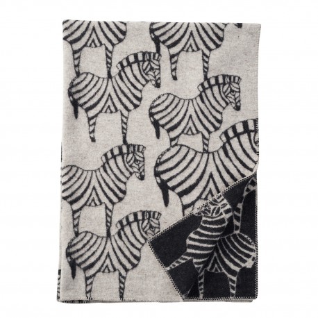 plaid zebres laine agneau bio klippan beige noir