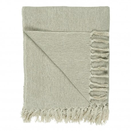 plaid coton uni ecru creme franges ib laursen 130 x 160 cm