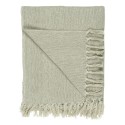 plaid coton uni ecru creme franges ib laursen 130 x 160 cm