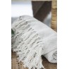 plaid coton uni ecru creme franges ib laursen 130 x 160 cm