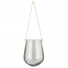 cache pot en verre transparent suspendu sur corde jute ib laursen