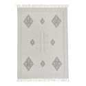 madam stoltz tapis coton gris clair motif geometrique franges