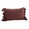 madam stoltz housse coussin salon pompons coton rouge bordeaux henne