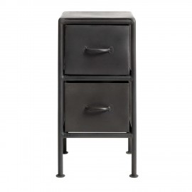 table de chevet industrielle metal noir rangement 2 tiroirs muubs