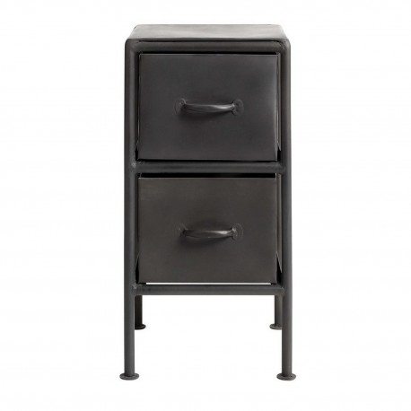 table de chevet industrielle metal noir rangement 2 tiroirs muubs
