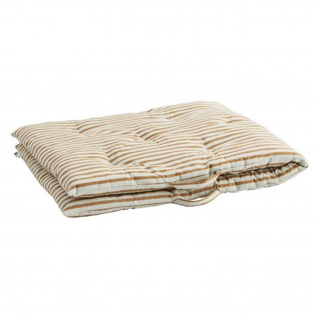 madam stoltz matelas de banquette coton raye blanc orange