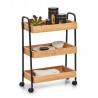 desserte 3 etages rangements bois de bambou metal noir zeller