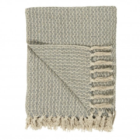 ib laursen plaid coton franges bleu clair poudre