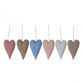 ib laursen set de 6 coeurs guirlandes de noel en tissu multicolores