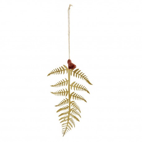madam stoltz decoration murale feuille fougere metal dore a suspendre