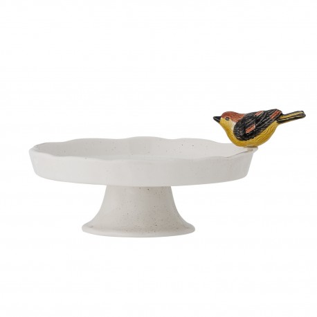 plat a gateau sur pied gres blanc oiseau bloomingville tweet