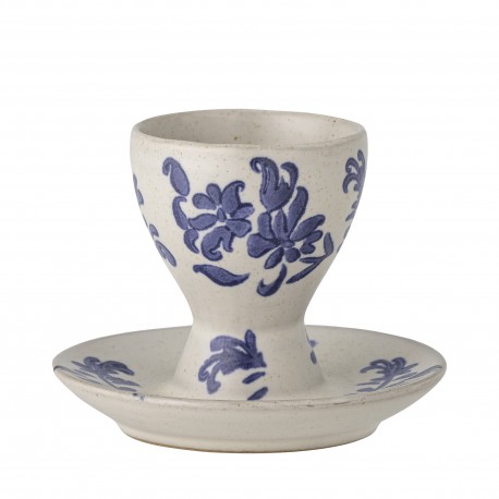 coquetier gres fleuri bleu bloomingville petunia