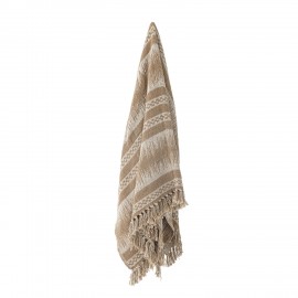 plaid coton recycle naturel beige marron bloomingville marmi