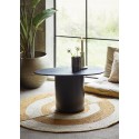 table basse ovale noire metal bois manguier madam stoltz