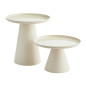 table basse ronde metal emaile blanc ecru creme madam stoltz set 2