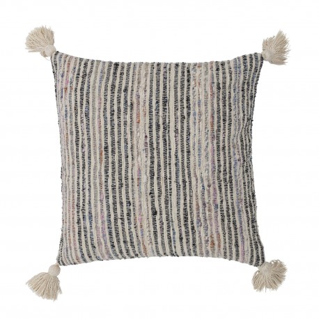 grand coussin salon cozy pompons tons pastel coton bloomingville jehu