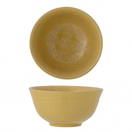 bol gres grave motif relief jaune decoratif bloomingville marsala