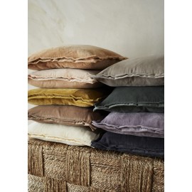 housse de coussin velours gris uni madam stoltz 45 x 45 cm