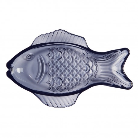 petite assiette poisson verre bleu fonce ib laursen