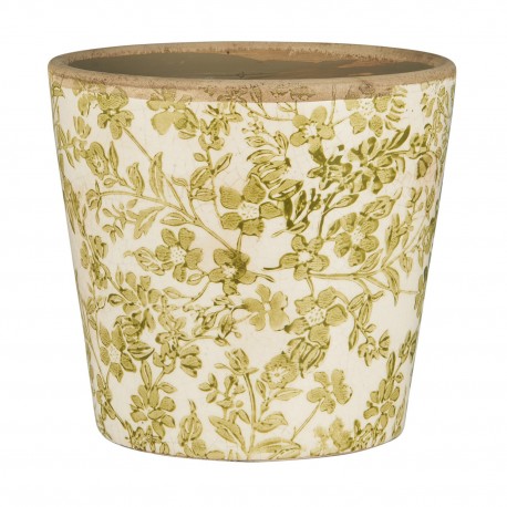 cache pot fleuri vert ceramique ib laursen