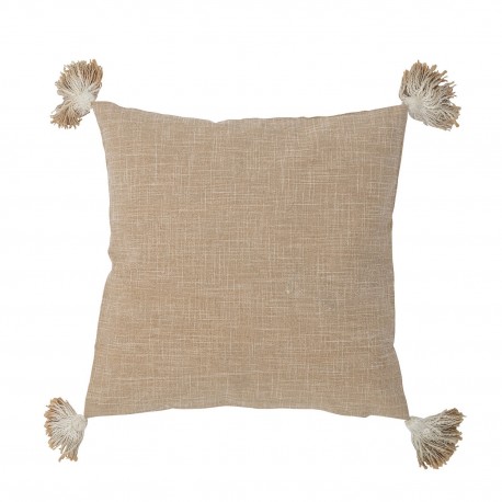 coussin canape beige naturel pompons coton bloomingville siff