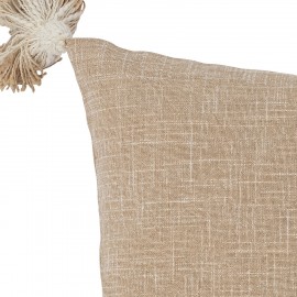 coussin canape beige naturel pompons coton bloomingville siff