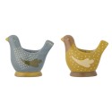 coquetier poule gres bleu jaune bloomingville birdy set de 2