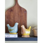 coquetier poule gres bleu jaune bloomingville birdy set de 2