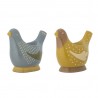 coquetier poule gres bleu jaune bloomingville birdy set de 2