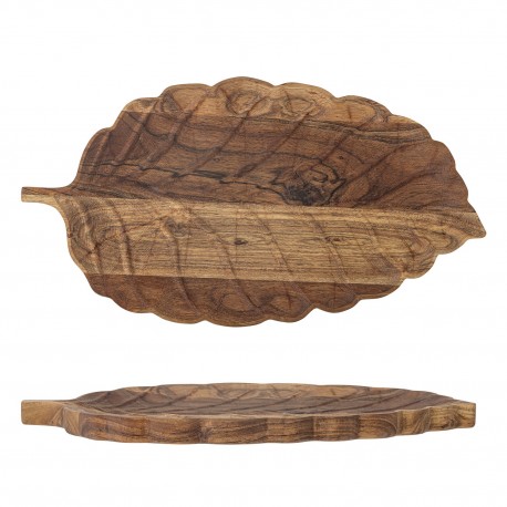 plateau de service bois sculpte feuille bloomingville mikko