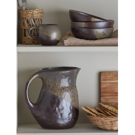 bol assiette chic gres marron peint bloomingville paula