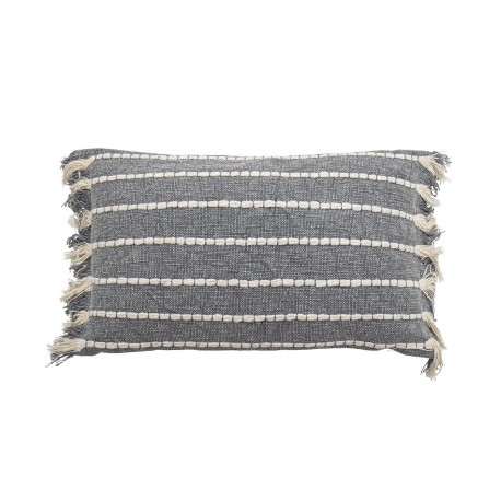 coussin salon rectangulaire bleu coton franges bloomingville atitki