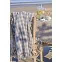 plaid coton vichy carreaux bleu clair ib laursen
