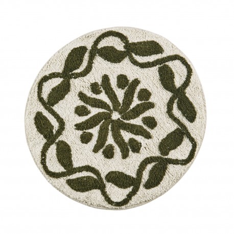 tapis de bain rond tufte coton imprime vert madam stoltz