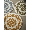 tapis de bain rond tufte coton imprime vert madam stoltz