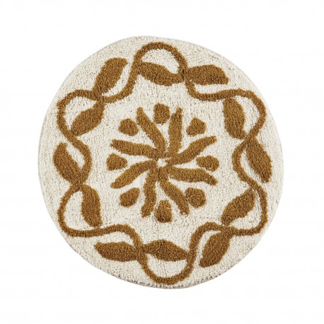 tapis de bain chic rond coton jaune moutarde madam stoltz