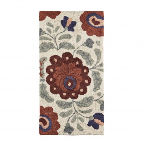 tapis chambre motif floral coton tufte rouge madam stoltz