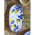 plat de service ovale gres citrons jaune bleu bloomingville maxima