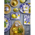 plat de service ovale gres citrons jaune bleu bloomingville maxima
